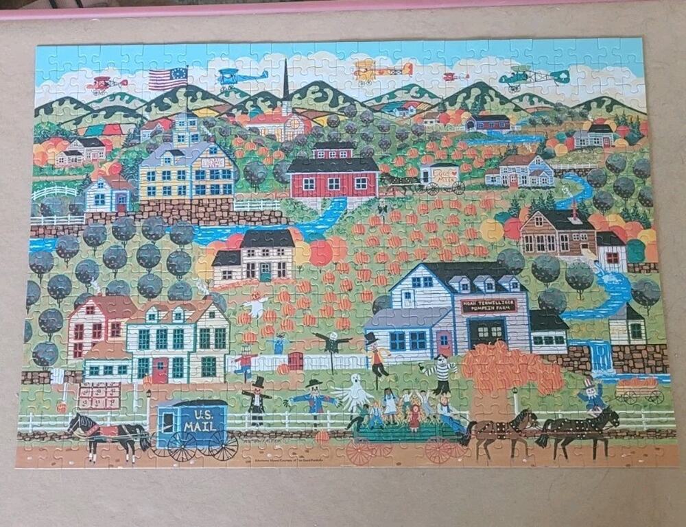 Americana Collection 500 Piece Puzzle October Fall Halloween Complete All Pieces